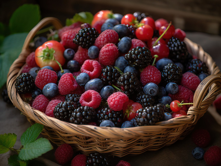 A basket full of mixed berries