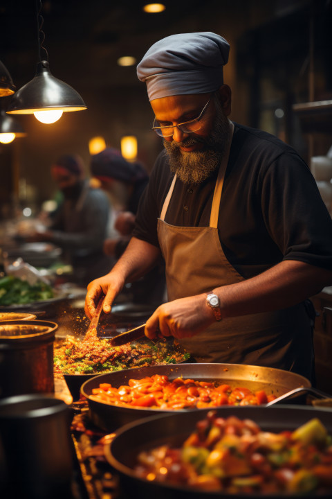 A busy Indian curry restaurant on Brick Lane London