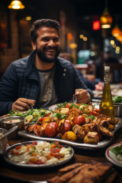 A busy Indian curry restaurant on Brick Lane London