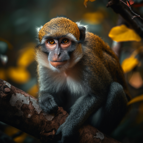 Close-Up of a Monkey on a Branch