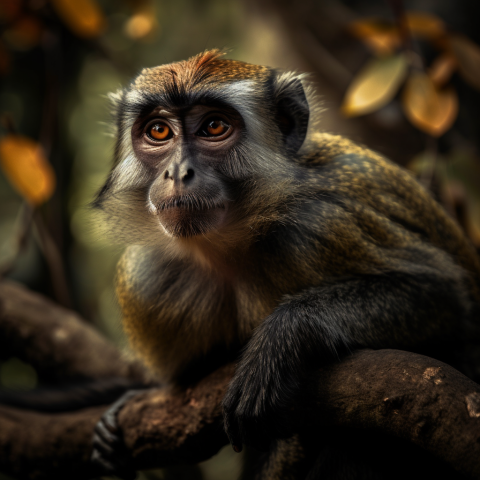 Close-Up of a Monkey on a Branch