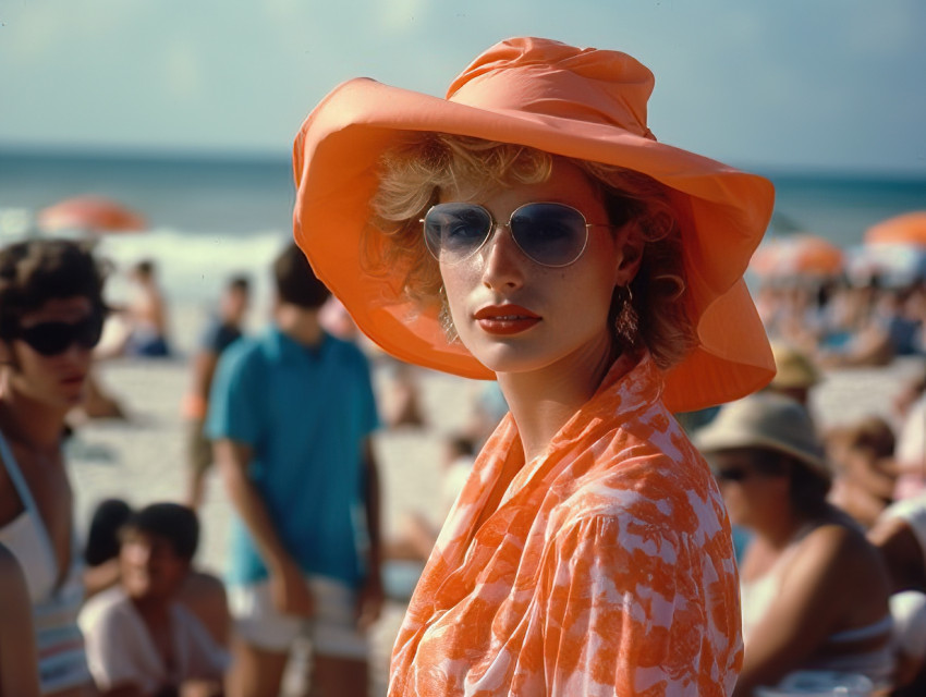 A glamorous woman at the beach