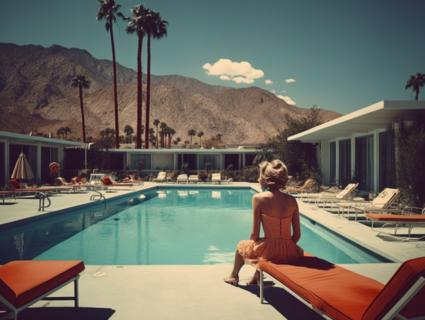 A glamorous woman by the pool
