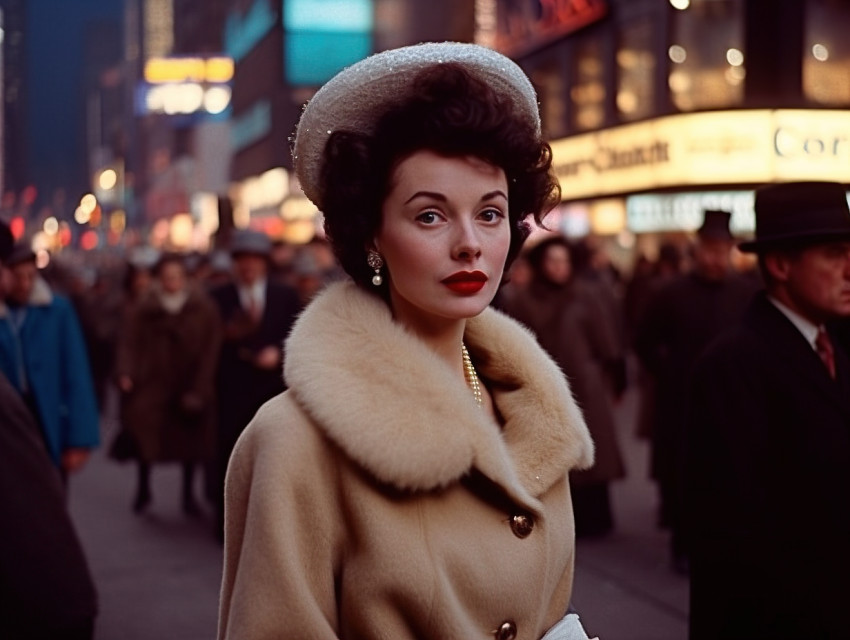 A glamorous woman in Times Square
