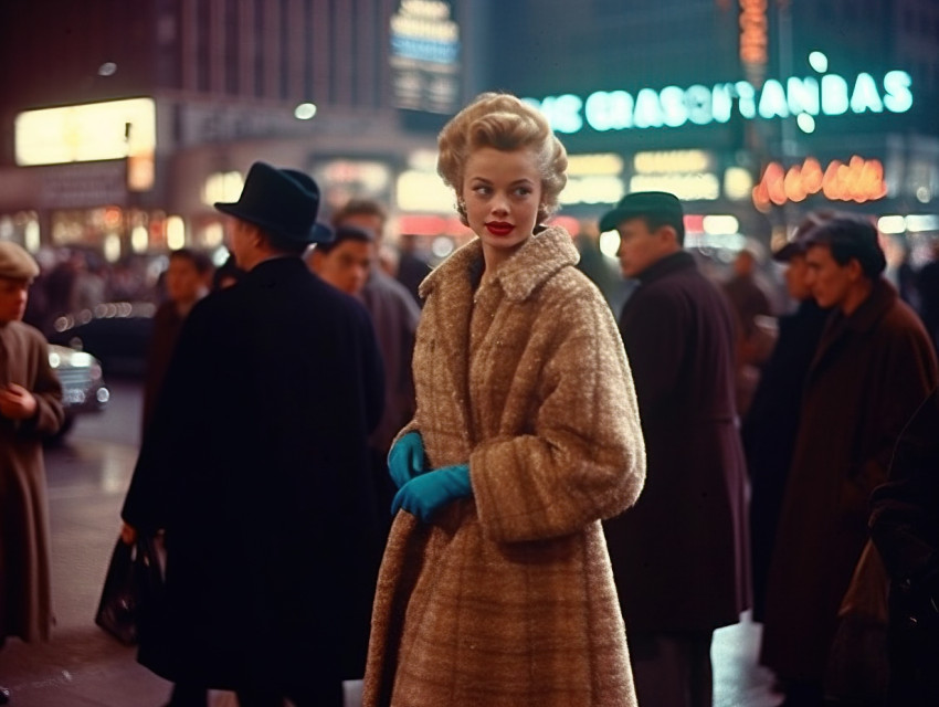 A glamorous woman in Times Square