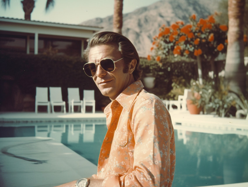 A handsome man by the pool