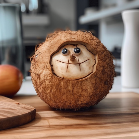 Happy Coconut with a Face