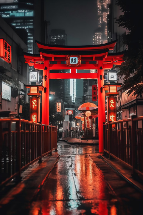 A Japanese red torii in Tokyo