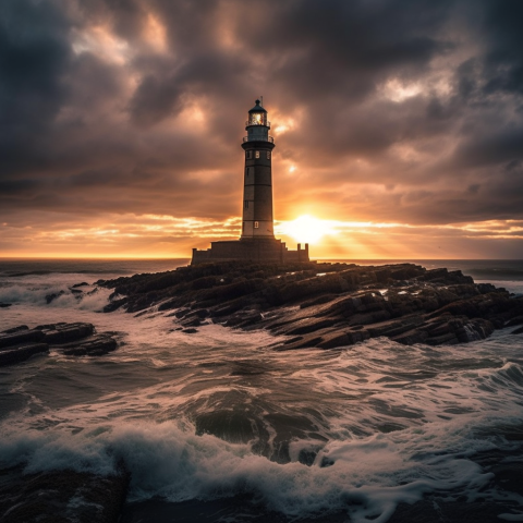 Majestic Lighthouse at Sunset