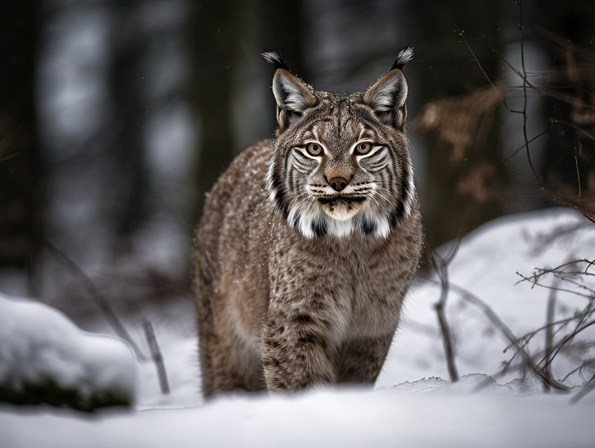 A lone lynx in the snow