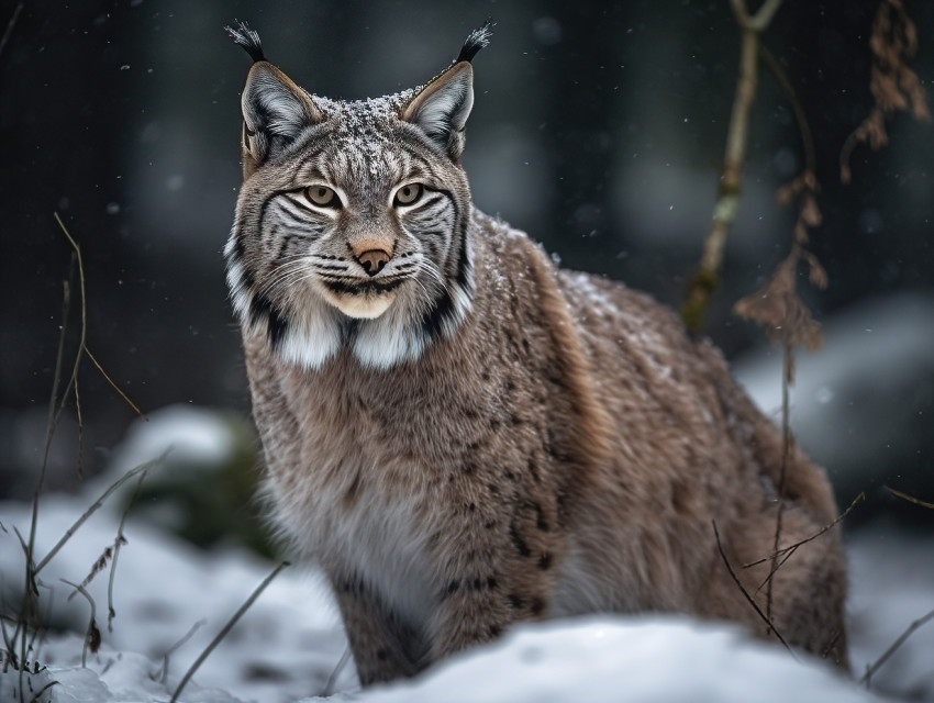 A lone lynx in the snow