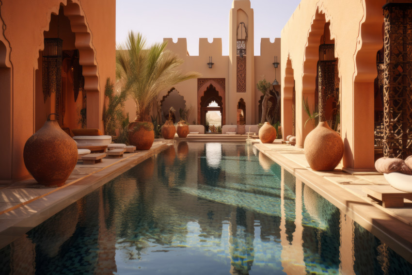 A luxury pool at a desert resort