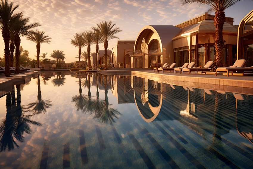 A luxury pool at a desert resort