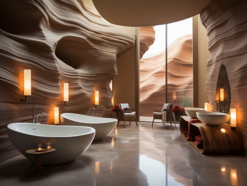 A modern luxury bathroom inside of Antelope Canyon