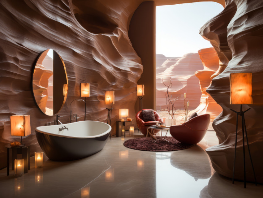 A modern luxury bathroom inside of Antelope Canyon