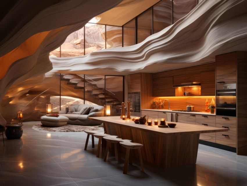 A modern luxury kitchen inside of Antelope Canyon