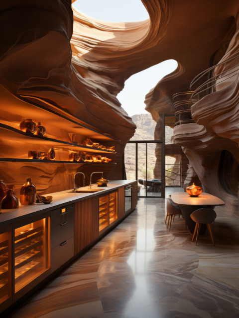 A modern luxury kitchen inside of Antelope Canyon