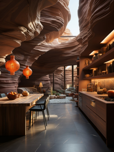 A modern luxury kitchen inside of Antelope Canyon