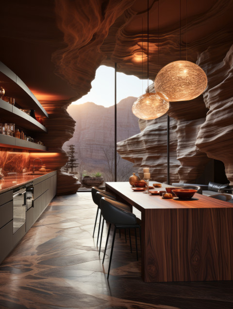A modern luxury kitchen inside of Antelope Canyon