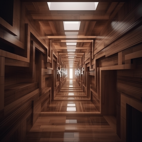 A modern room with line patterns