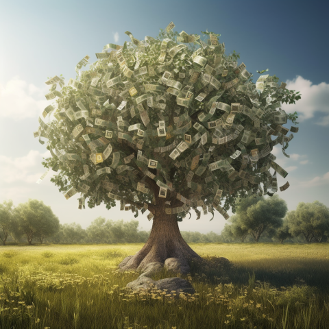 A money tree on a sunny day