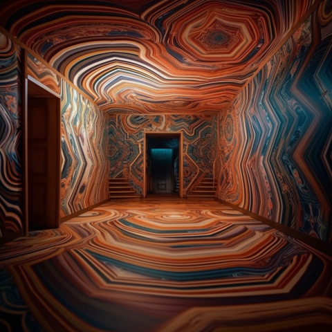A multi colored wavy room