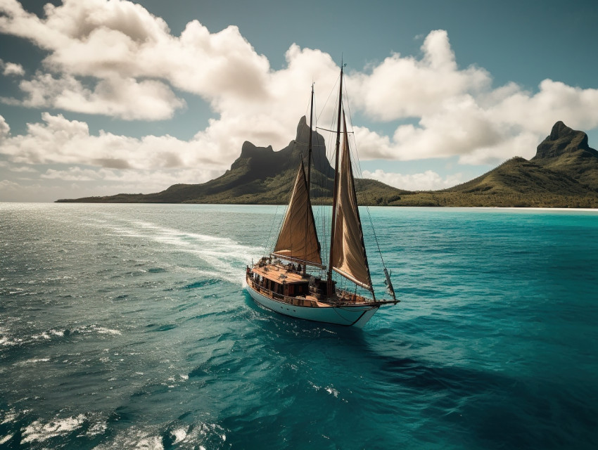 A sailing boat in French Polynesia