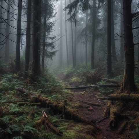 A scary and empty forest