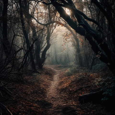 A scary and empty forest