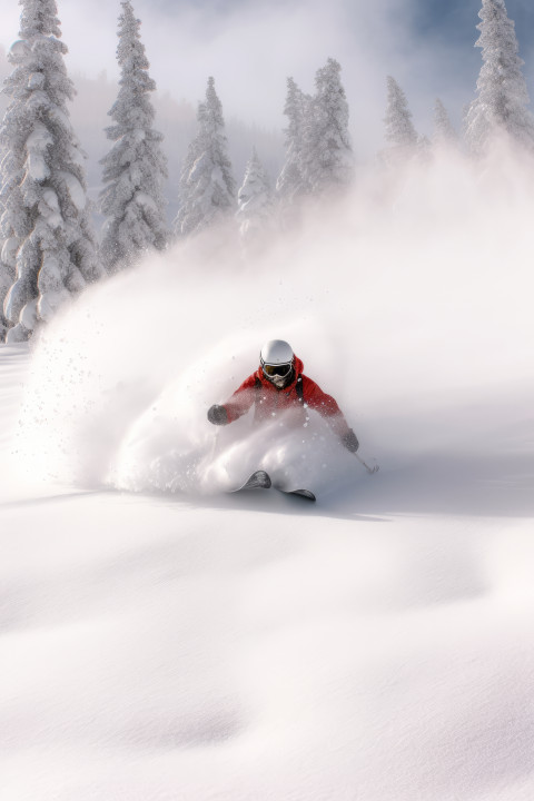 A skier on fresh powder