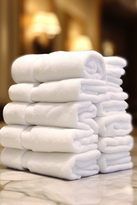 A stack of luxury white spa resort towels