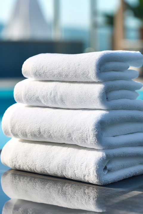 A stack of luxury white spa resort towels