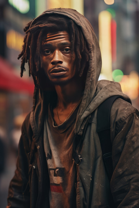A young homeless man
