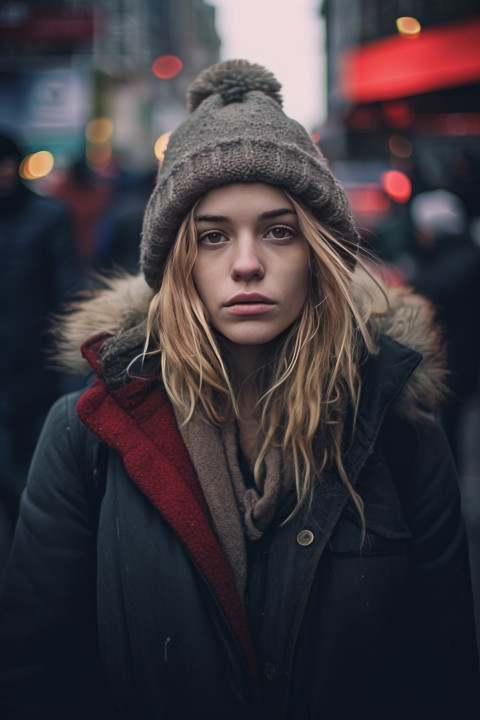 A young homeless woman