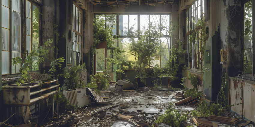 abandoned research center evokes