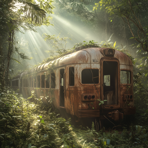 Abandoned Train Overtaken by Jungle