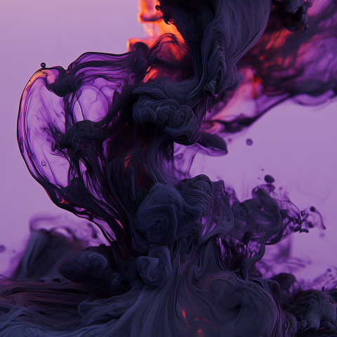 Abstract Ink Swirl in Purple and Orange