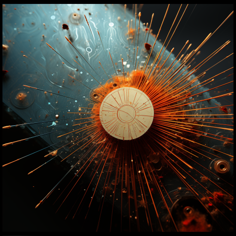 Abstract Sunburst with Orange and Blue Elements