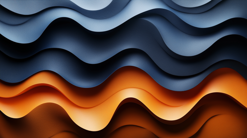 Abstract Wavy Layers in Blue and Orange Tones
