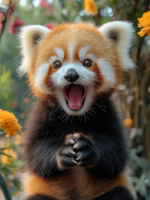 Adorable Red Panda with Joyful Expression