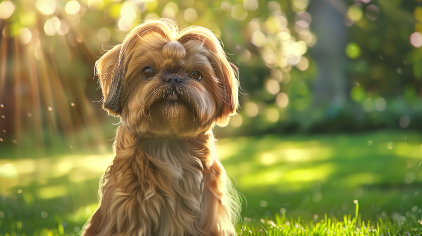 Adorable Shih Tzu in Sunlit Garden