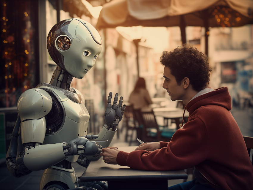 AI Robot Offering Language