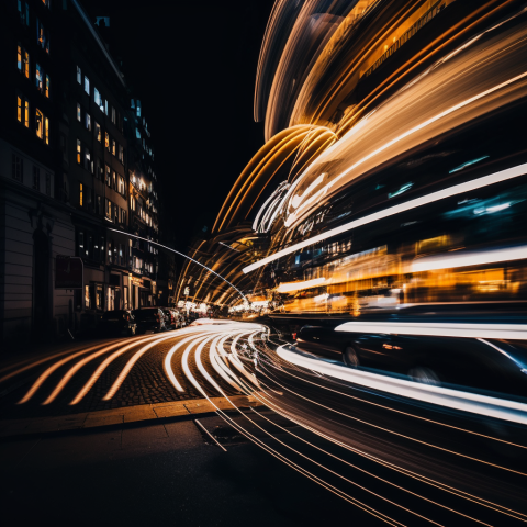 Dynamic Night Scene with Light Trails