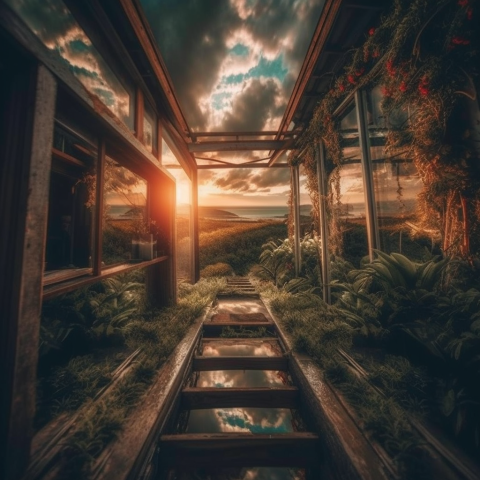 An overgrown entryway