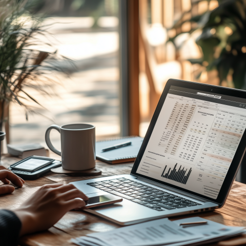 Analyzing Financial Data on Laptop