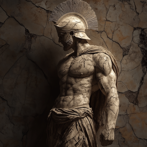 Ancient Greek Warrior Marble Statue