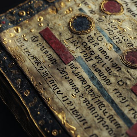 Ancient Illuminated Manuscript with Gold Leaf