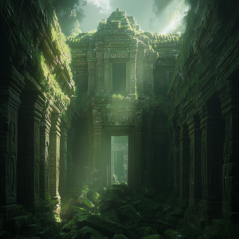 Ancient Overgrown Temple Ruins in Jungle