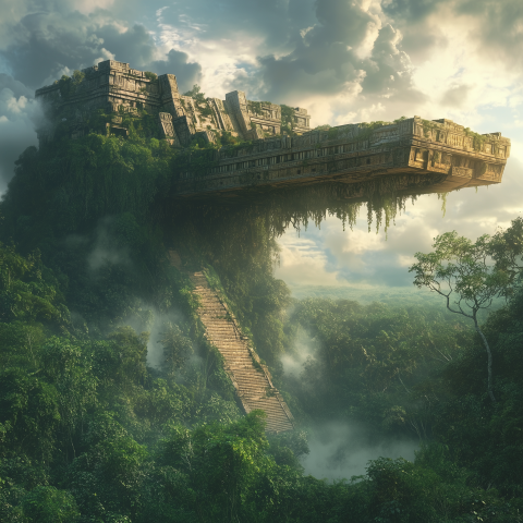 Ancient Ruins Suspended Above Jungle