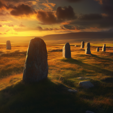 Ancient Standing Stones at Sunset